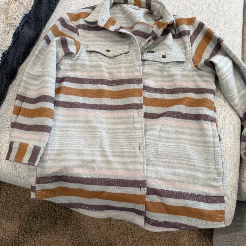 Columbia Women's Striped Button Down Shirt - Cream, Brown, Gray